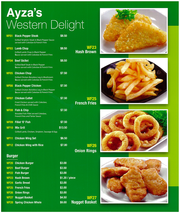 ayza restaurant singapore menu items